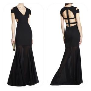 BCBGMAXAZRIA Black Ava Cutout Gown Night Out Dress